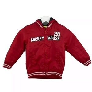 DISNEY Mickey Mouse 28 red hooded puffer jacket size 5